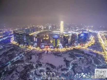 美！2015郑州初雪210米高空航拍